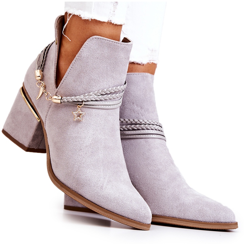 PS1 Inessa sive antilop kaubojske čizme s prugama siva