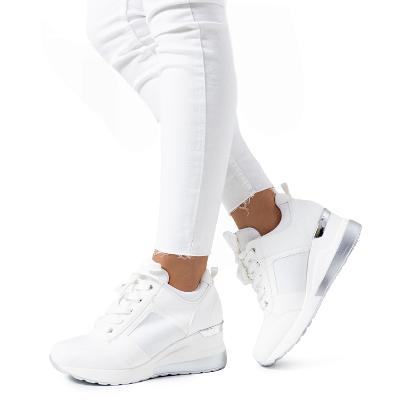 Bijele tenisice na Lockett klin bijela srebro