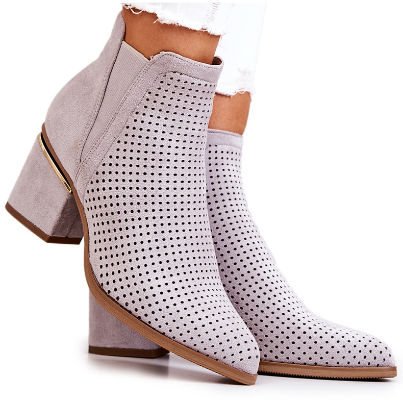 PS1 Suede ažur kaubojske čizme sive Helloni siva