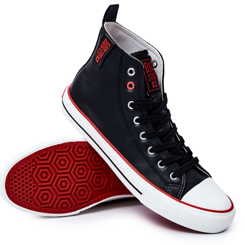 Muške visoke kožne tenisice Big Star JJ174070 crne crno