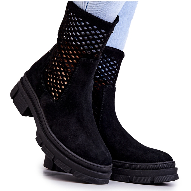 Kožne čizme Workers Nicole Black 2711 crno