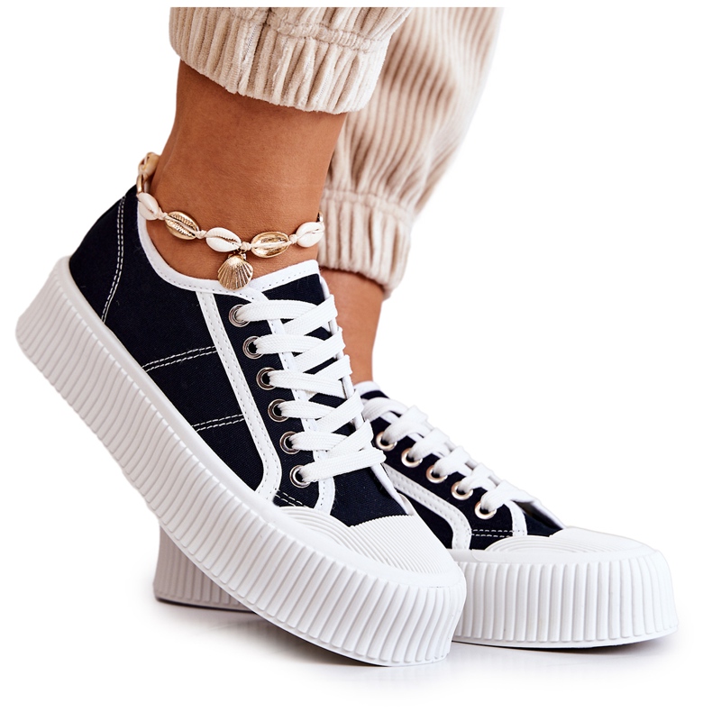 FB2 Niske tenisice na crnoj Mischa platformi