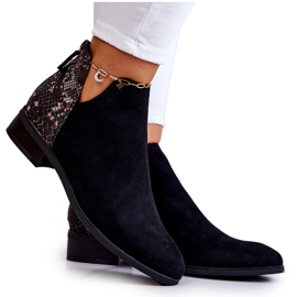 Vinceza Antilop crne gležnjače sa zmijskom kožom Stephanie crna