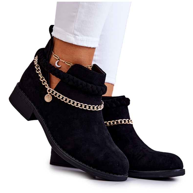 PS1 Suede crne čizme s lančićem Talitha crno