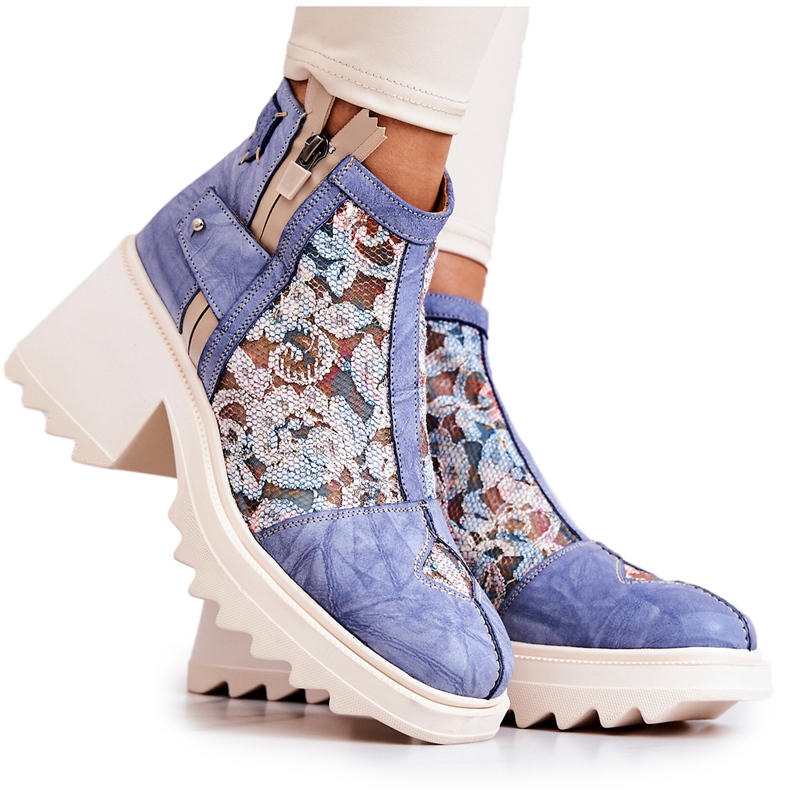 Kožne čizme na masivnom stupu Maciejka Blue 05325-06 plava