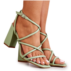 FJ1 Klasične zelene sandale na petu Lucetta zelena