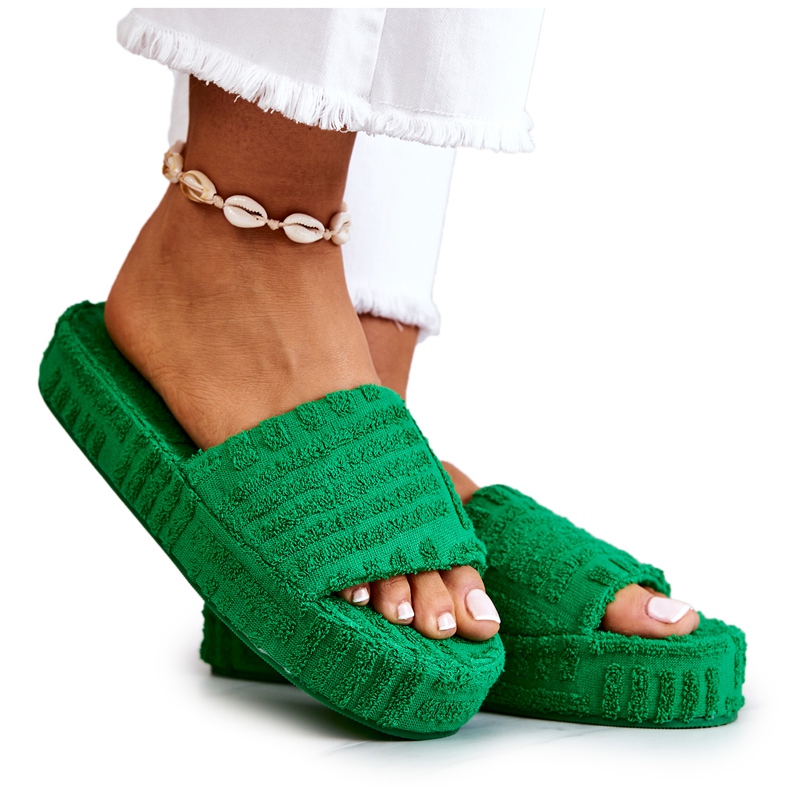 FJ1 Papuče na platformi Green Lilly zelena