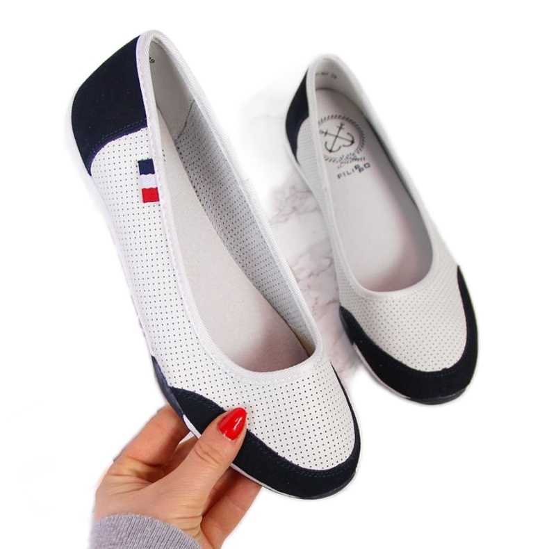 Kožne ažurne balerinke Filippo W PAW198A bijele bijela