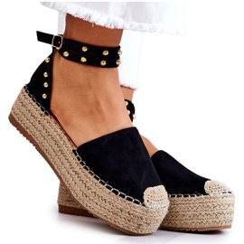 FB2 Crne Lillian Espadrilles sandale s mlaznicama crna