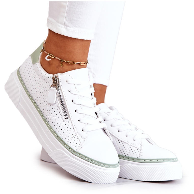 FB2 Sportske cipele na bijelo-zelenoj Louisa platformi bijela zelena