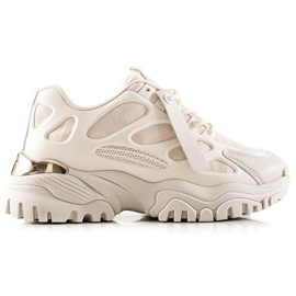 TRENDI Tenisice s umetcima od antilopa bež