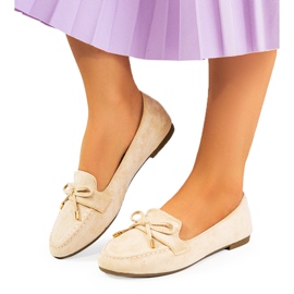 Bež mokasine s asselin mašnom