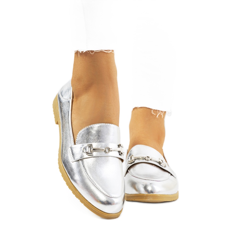 Srebrne Aniria mokasinke na ravnu petu srebro