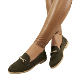 Zelene Aniria mokasinke na ravnu petu kaki zelena