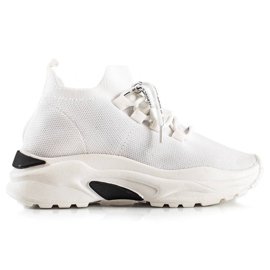 TRENDI Vezane tenisice na platformi bijela