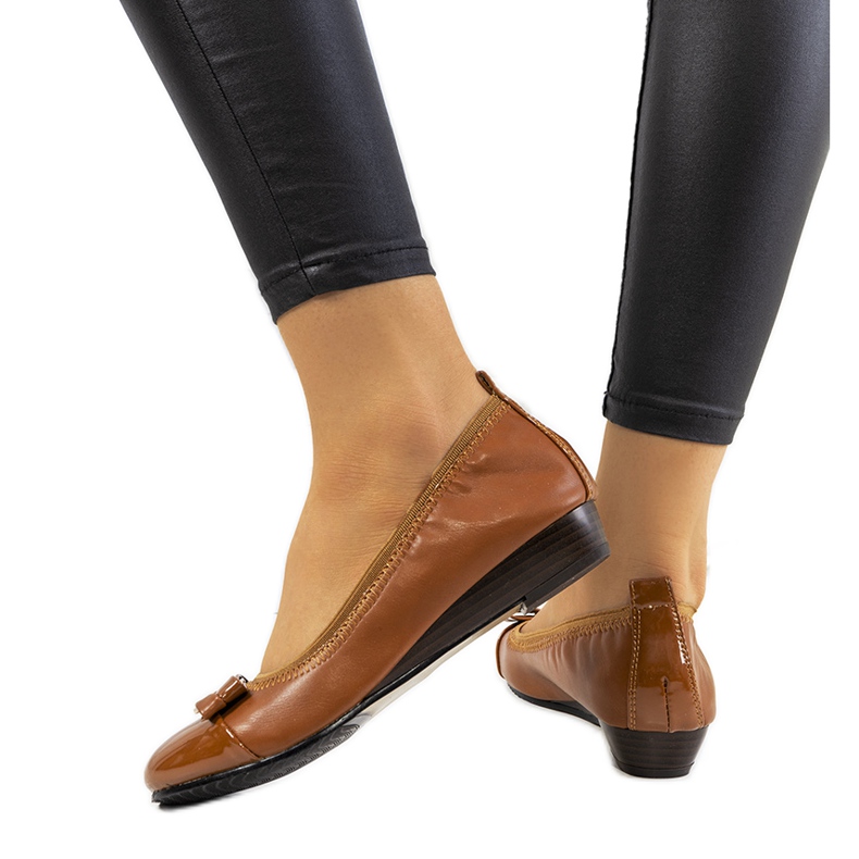 Smeđe balerine na klin Rees smeđa