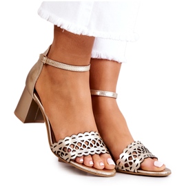 Lewski Shoes Kožne ažurne sandale Lewski 2869/2 zlatne zlatni