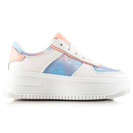 TRENDI Bijele tenisice na širokoj platformi bijela višebojan