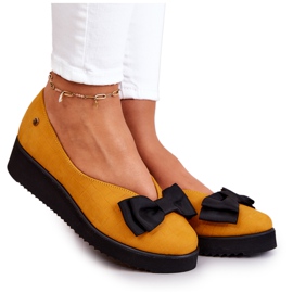 Suede balerinke na platformi Maciejka 05062-07 Žuta crna žuta boja