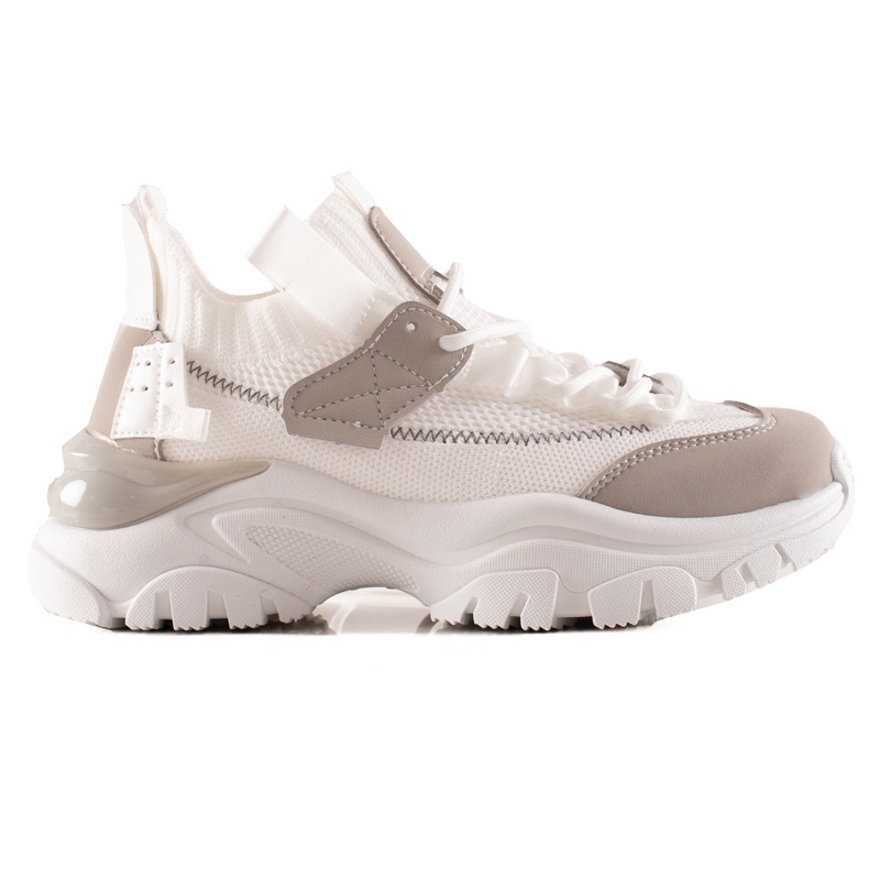 TRENDI Modne tenisice na vezanje bež bijela