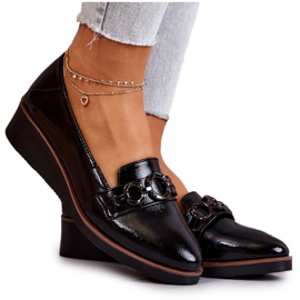 Vinceza Lakirane cipele na klin Black Melodies crna