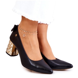 Kožne pumpice na šanku Maciejka 05334-01 crne crna