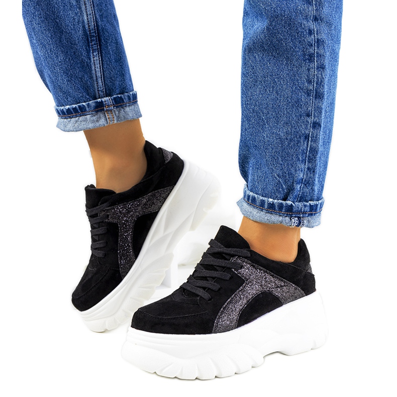 Crne sportske tenisice s visokim Darnell potplatom crno