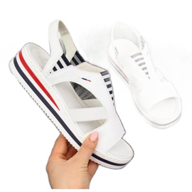 Rieker W V02Y5 sandale na klin bijele boje bijela