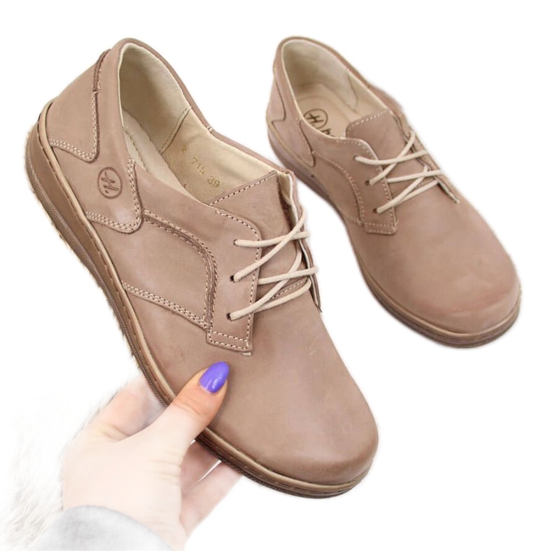 Udobne kožne cipele helios 715 bež