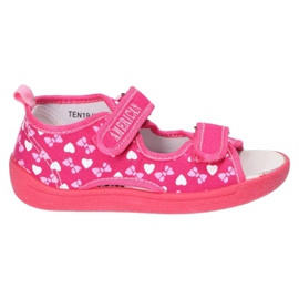 American Club Američke sandale papuče, kožni umetak TEN19 / 22 Pink ružičasta