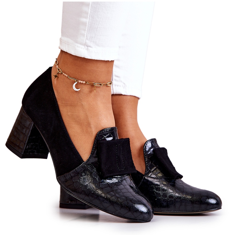 PA2 Crne Diana antilop cipele od zmijske kože crno