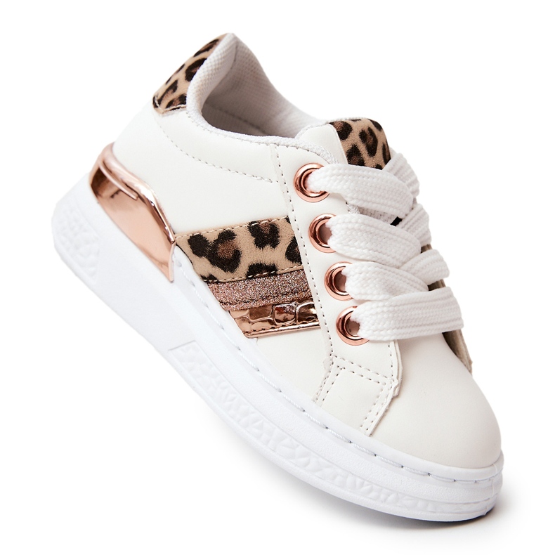 FR1 Kožne sportske cipele Leopard White Trixie bijela