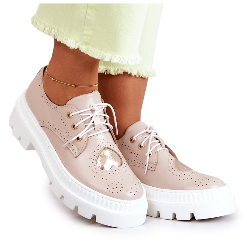 FILIPCZYK Kožne cipele sa srcima bež Curtis