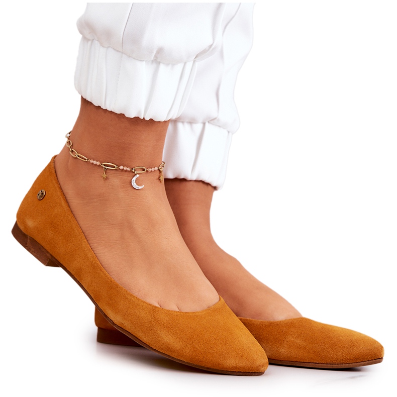 Ženske balerinke od antilopa Maciejka 04100-44 Tamno žute raznobojna žuta boja