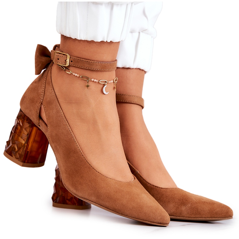 Suede cipele s mašnom Maciejka 05059-29 smeđe smeđa