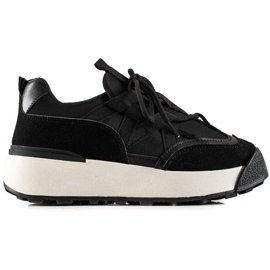 Seastar Vezane tenisice na platformi crna