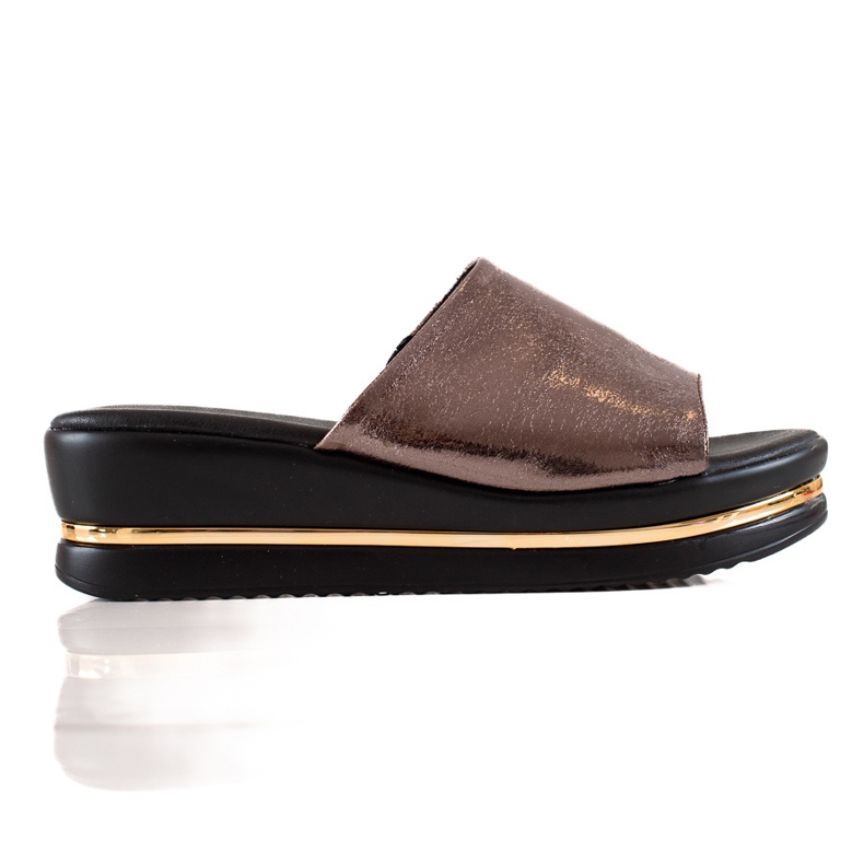 Goodin Sjajne papuče na platformi smeđa