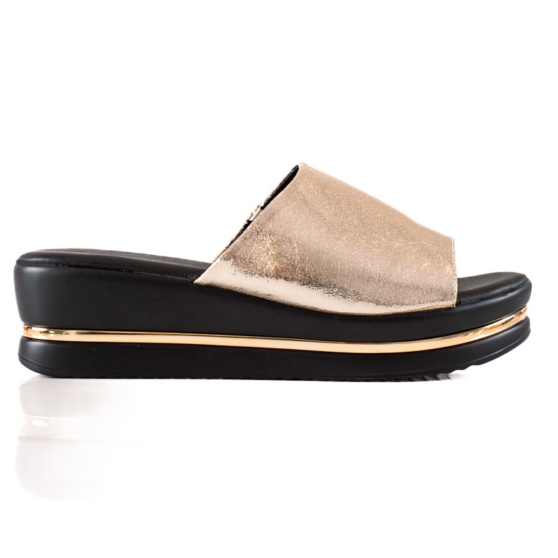 Goodin Sjajne papuče na platformi zlatna