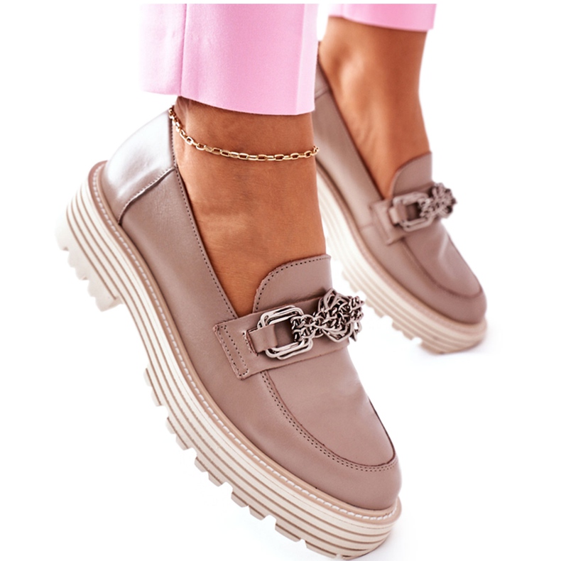 Ženske cipele naočale Kožne tamno bež boje Laura Messi 2383