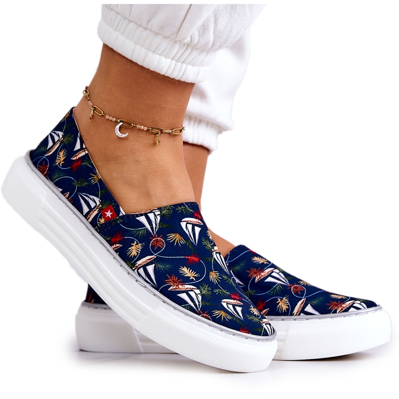 Ženske tenisice slip on Memory Foam Big Star JJ276016 Navy Blue raznobojna