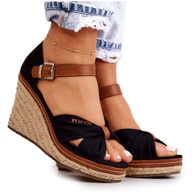 Ženske sandale na klin Big Star JJ274937 crne crna