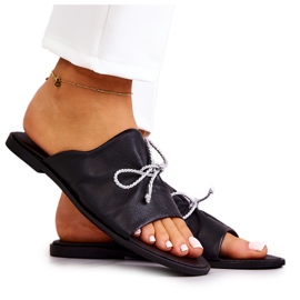 Kožne ženske papuče Nicole 2659/001 crne crna