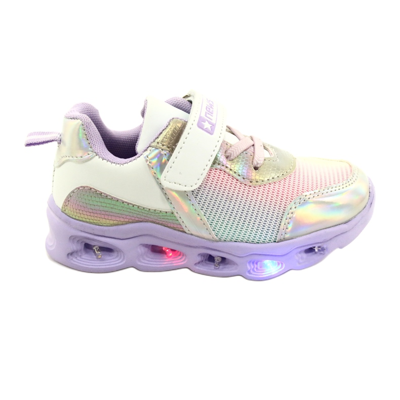 ADI Sports Shoes LED Glowing Velcro News 22DZ32-4837 Lila-Bijela ljubičasta ružičasta srebro