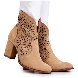 Ažurne čizme Lewski Shoes 3166 Bež