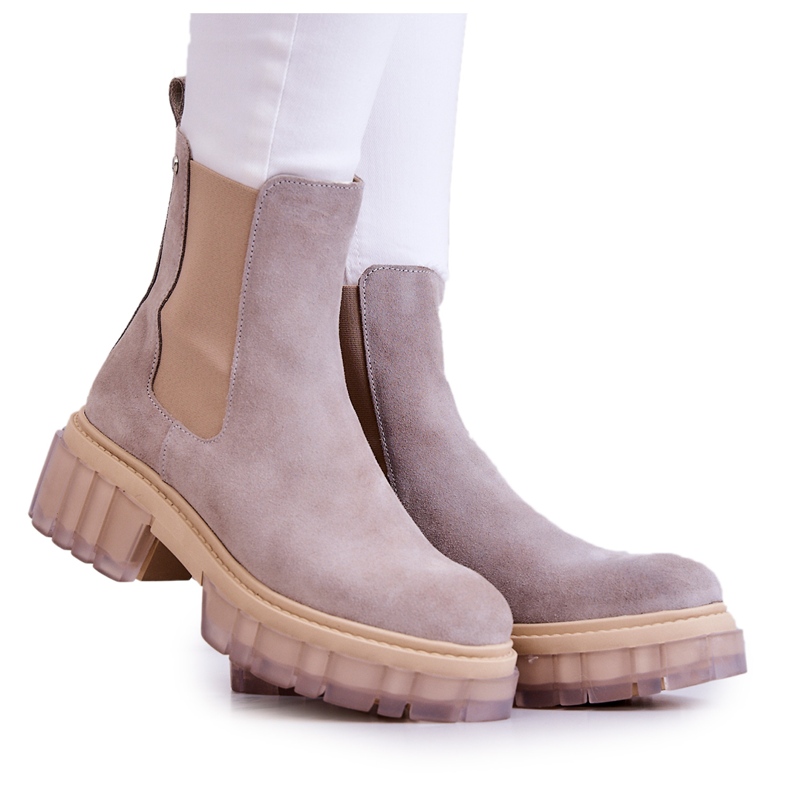 Lemar Suede ženske čizme svijetlosive Kennel siva