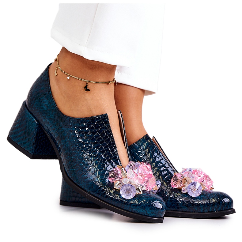 PA2 Kožne krokodilske hlače s uzorkom sa zelenim Delaver ukrasom zelena