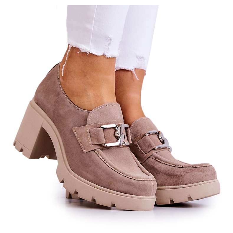 Lemar Elegantne cipele na stupu s bež Harmell ukrasom