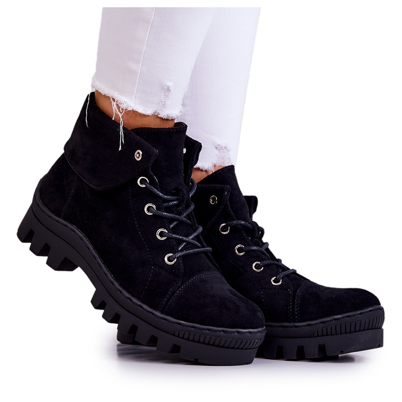 S.Barski Antilop čizme zavezane crne Dalles crno