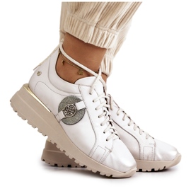 Kožne sportske cipele na klin Maciejka 05492-04 Bež