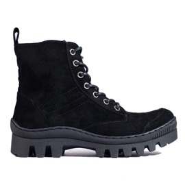 S. BARSKI Čizme na vezanje S.BARSKI crna